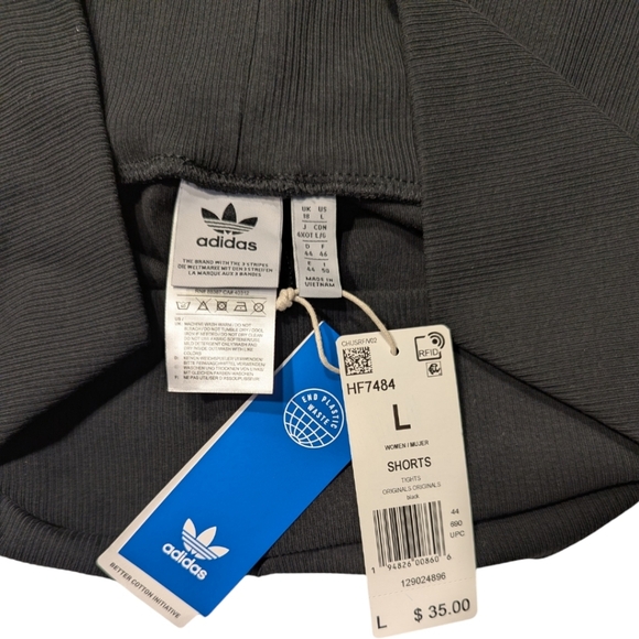 Adidas Ribbed Shorts High Waisted Black in Size L - Picture 7 of 8